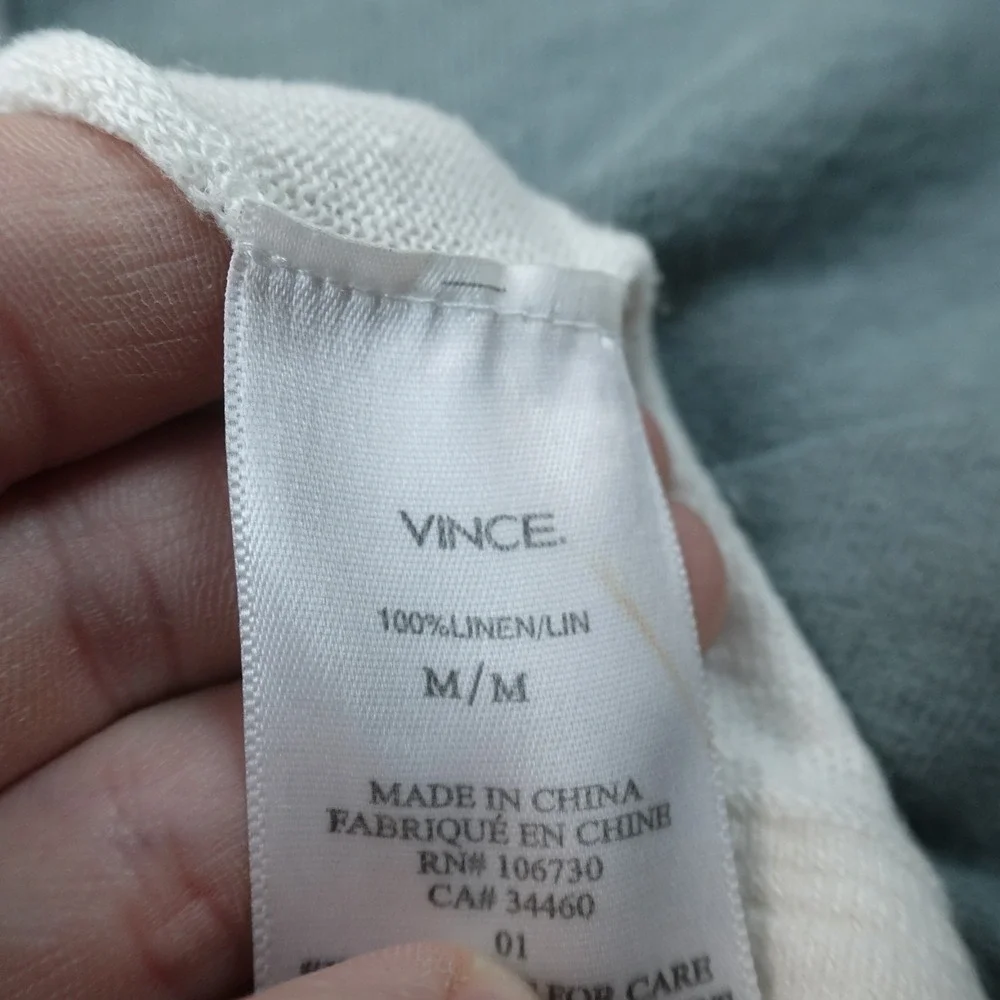 Vince Shirt Mens M Blue Linen Long Sleeve Henley Double Face Minimal Preppy Top